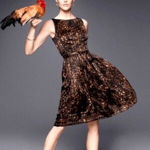 CARMEN MARC VALVO Brown Patterned Mini Dress